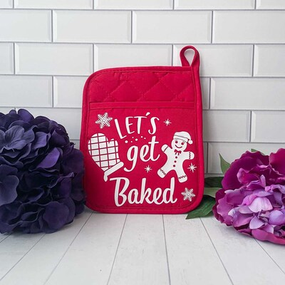 Let's Get Baked, Holiday Funny Saying Oven Mitt